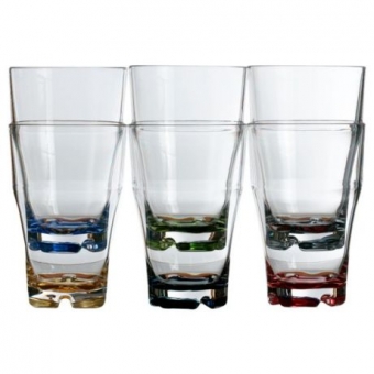 Набор прозрачных стаканов "Party" 6 вариантов цвета дна, поликарбонат, 9х14 см, 6 шт