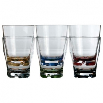 Прозрачные стаканы «Party», цветное дно, 8,8х10,9 см, 6 шт