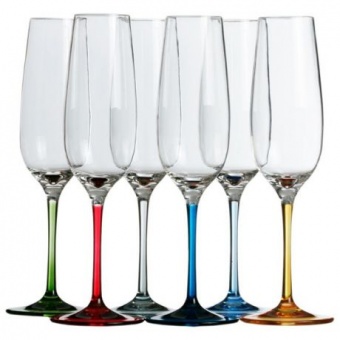 Набор прозрачных бокалов "Party" 6 вариантов цвета ножки, поликарбонат, 4,3х23,5 см, 6 шт